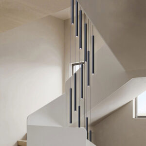 โคมไฟแต่งบ้านติดเพดาน – Obsidian Rain Designed Stair Chandelier