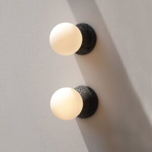 โคมไฟติดผนัง - Classic Round Stone Wall Lamp