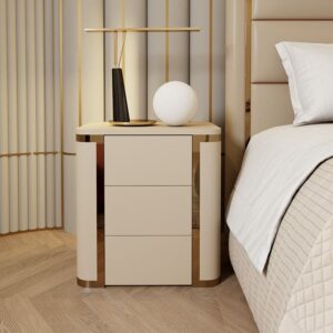 โต๊ะข้างตกแต่งบ้าน – Luxury White Night Table